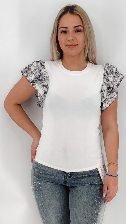 Μπλούζα Με Βολάν Στα Μανίκια 1224-08