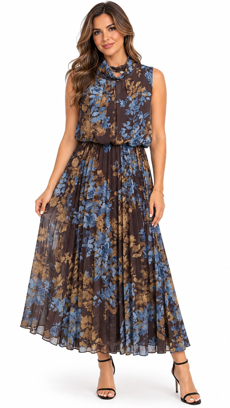 LaFemme_floral_dress_front_800x1422 Φόρεμα Μουσελίνα 1388-17 - Image 1