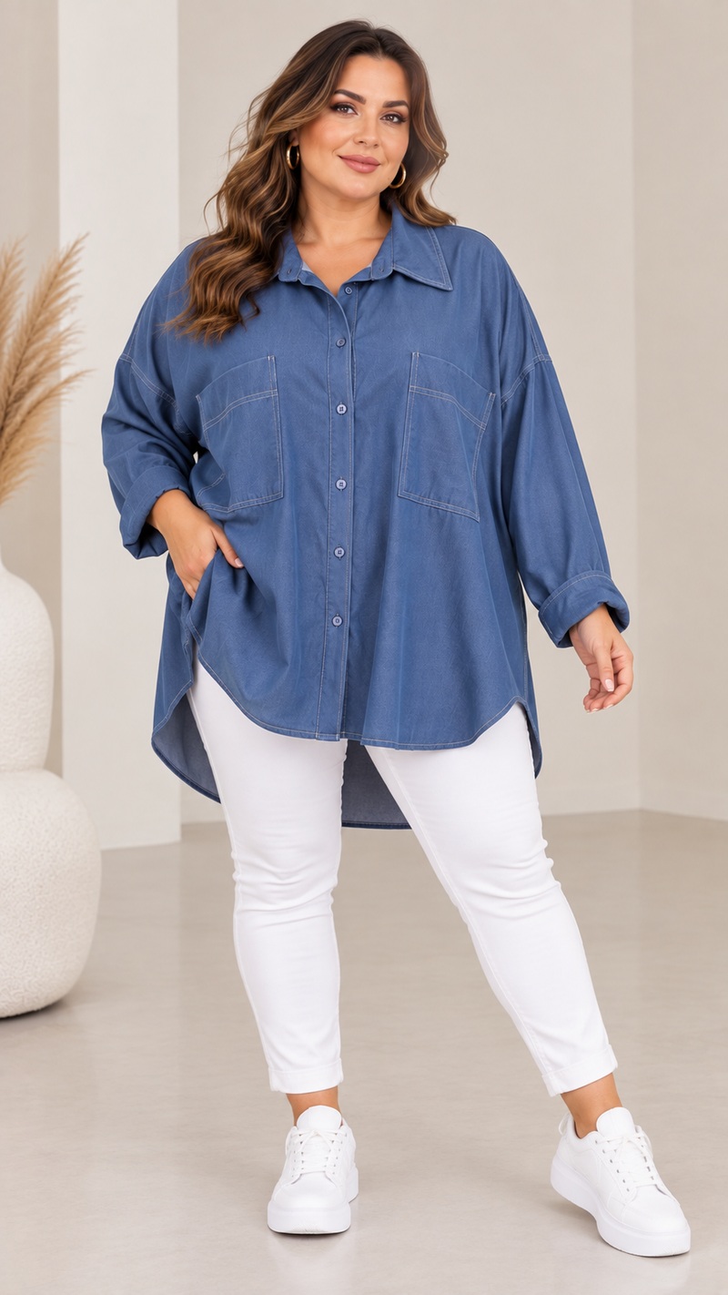 lafemme_blue_shirt_front_800x1422 Πουκάμισο OverSize 1375-02 - Image 1