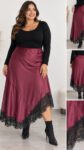 Φούστα Σατέν Ασύμμετρη PlusSize 1372-18