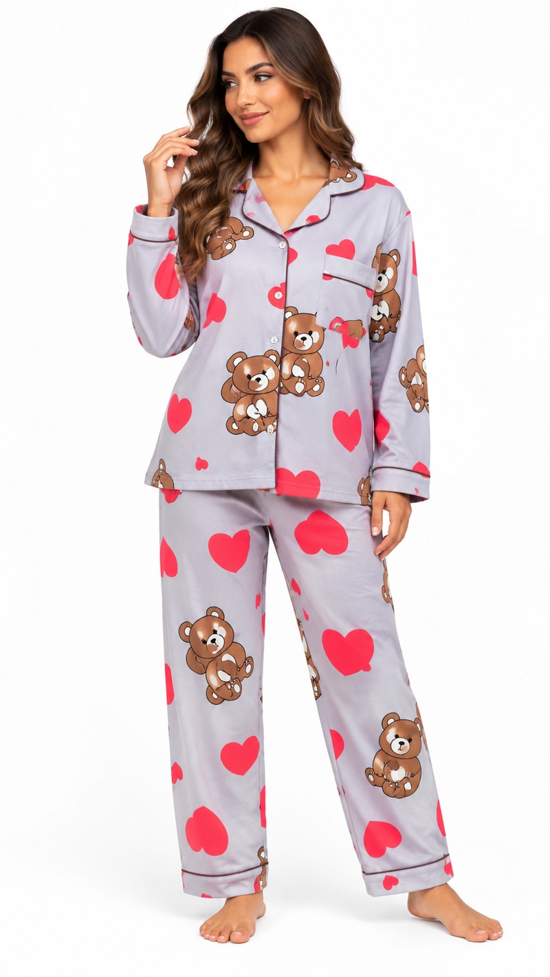 pajama_grey_front_800x1422 Πιτζάμα Heart Bear 1393-14 - Image 1
